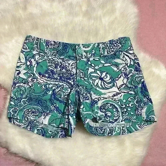 Lilly Pulitzer Womens Shorts Callahan Seafoam Montauk Chino Beach 29” Waist - Picture 2 of 12